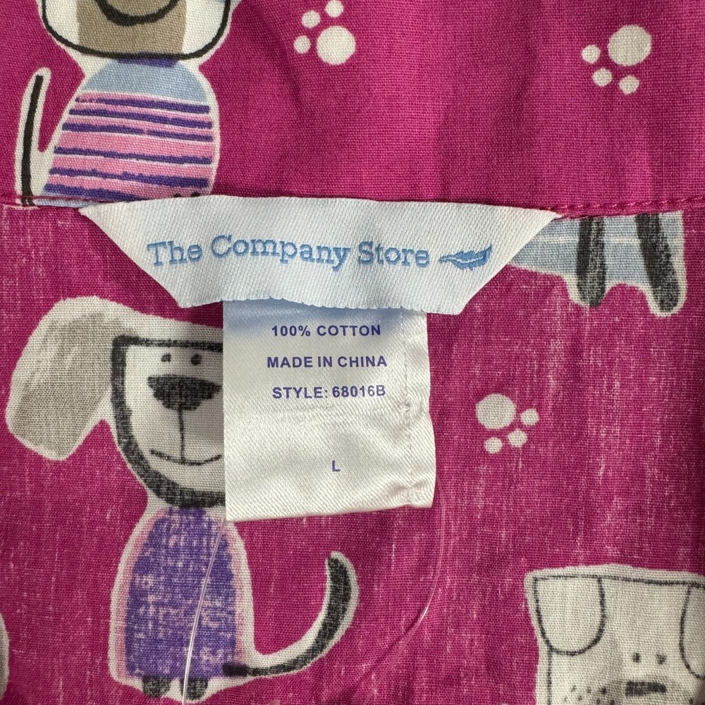 New The Company Store Pajama Top Pink Dog Print Short Sleeve Sleep Lounge Size L - Picture 9 of 10